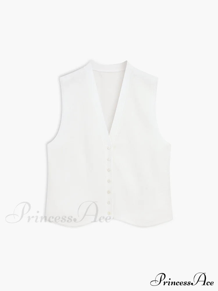 Effortless Charming Stripe Vest White / Xs Sweaters-L