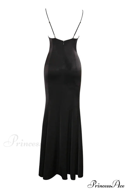 Eleanor Black & Charming White Bow Satin Gown