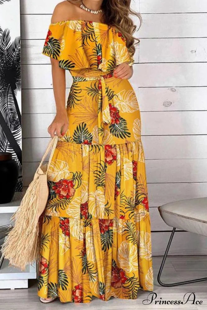Elegant Bandeau Graceful Floral Maxi Dress Dresses