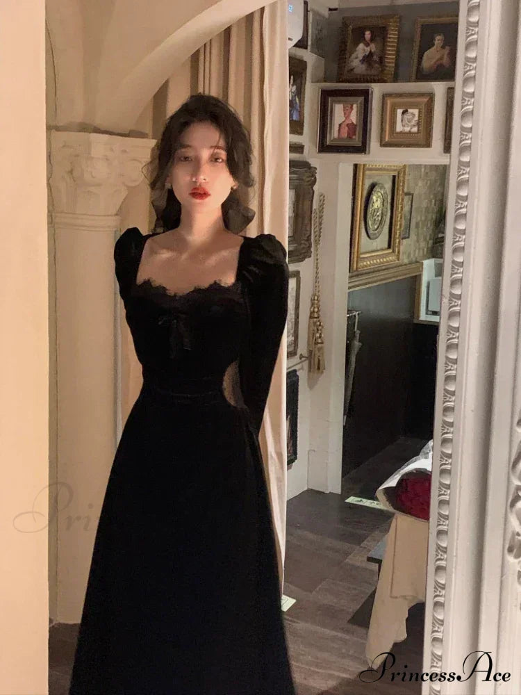 Elegant Midi Dress Trendy With Puff Sleeves Midi Dress / S