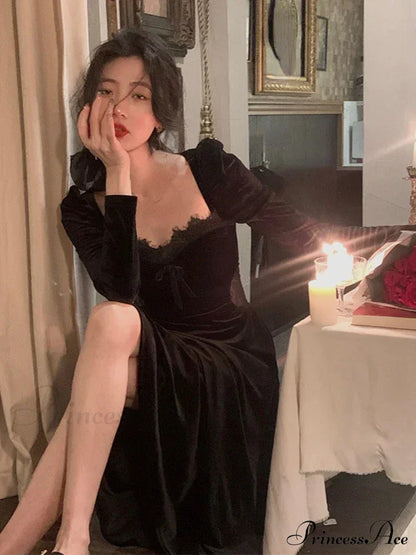 Elegant Midi Dress Trendy With Puff Sleeves