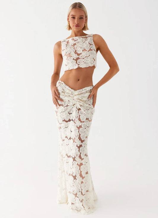 Elena Lace Floral Two-Piece Set