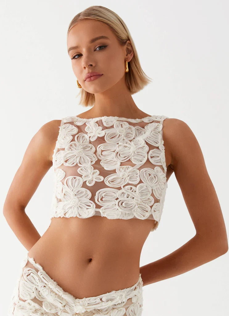 Elena Lace Floral Two-Piece Set