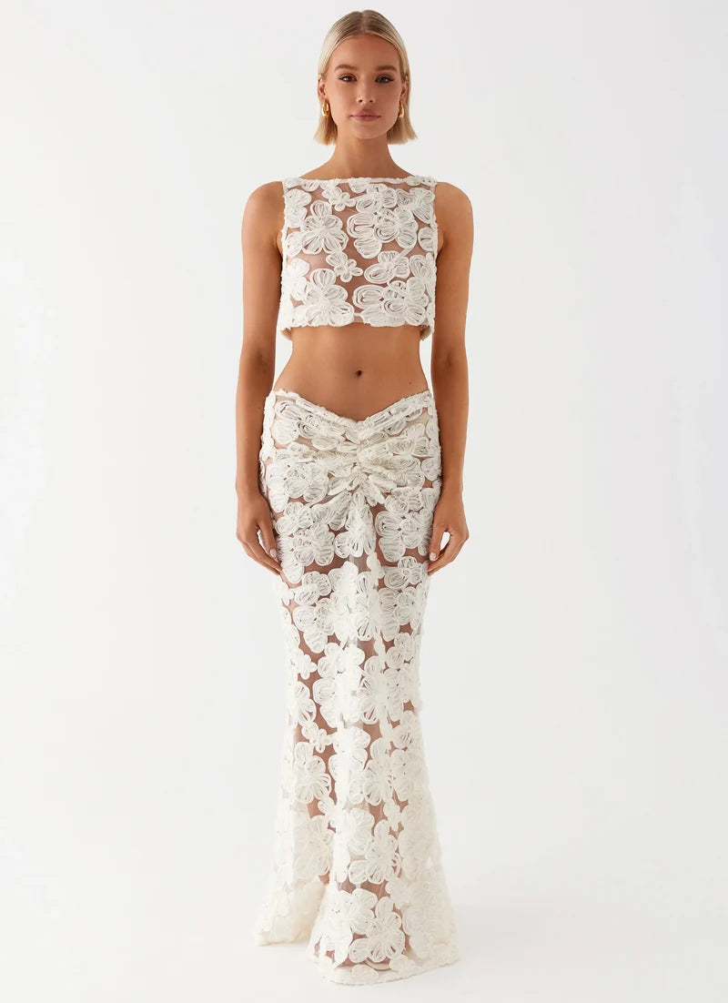 Elena Lace Floral Two-Piece Set