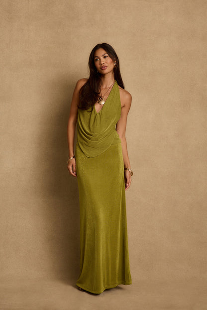 Eliana Chartreuse Maxi Skirt