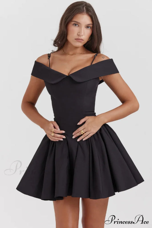 Elida Black Stylish Mini Dress