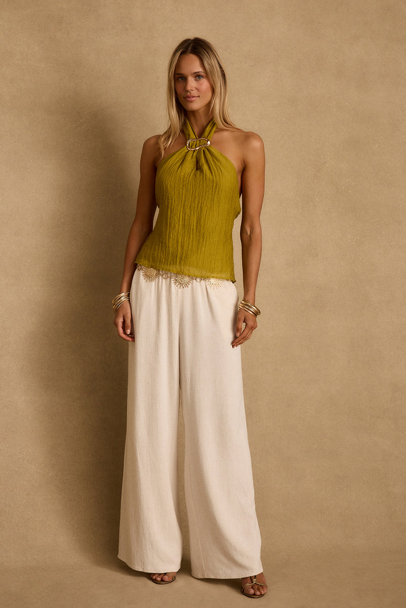 Elio Chartreuse Halter Top