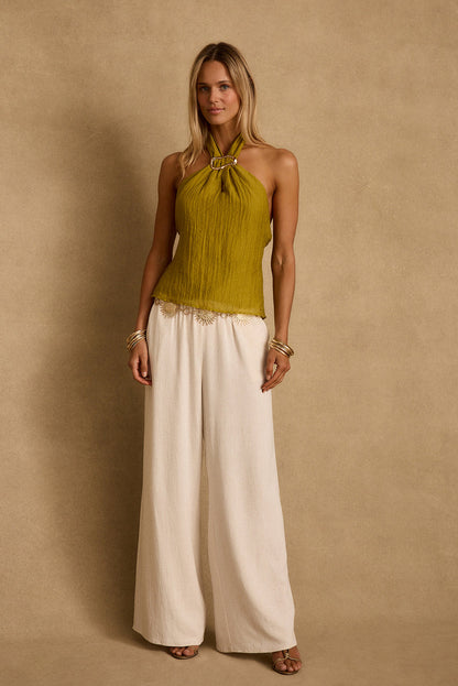 Elio Chartreuse Halter Top