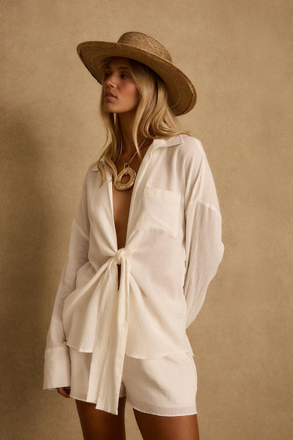 Ella Ivory Tie Top