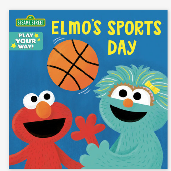 Book of 'Elmo's Sports Day' featuring Elmo and Oscar from Sesame Street. Board book