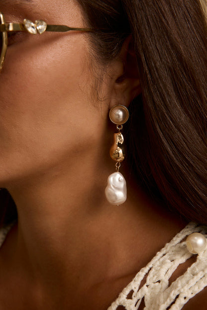 Elodie Gold and Pearl Drop Earrings