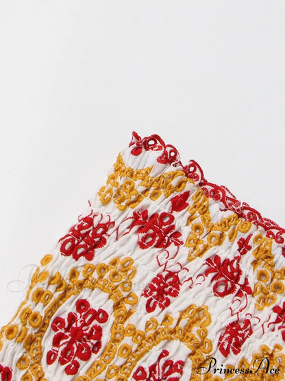 Embroidered Design Tube Charming Ruched Mini Dress