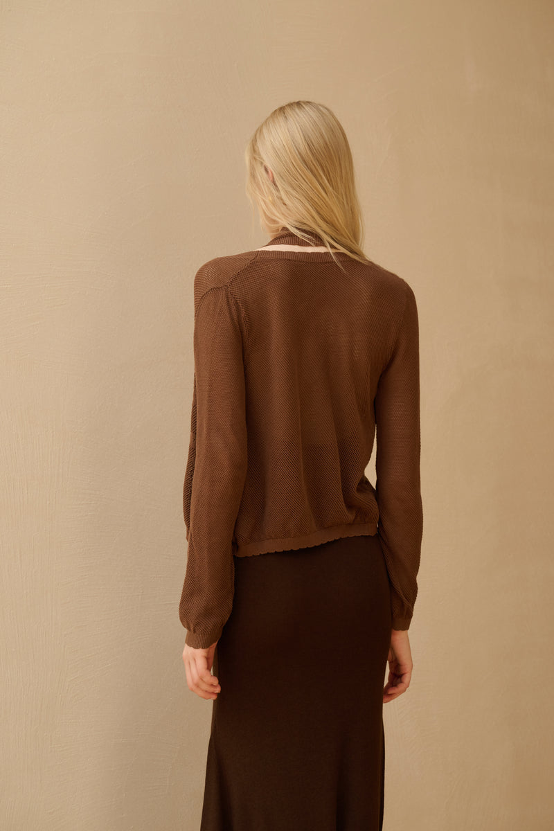 Embroidered openwork knit set