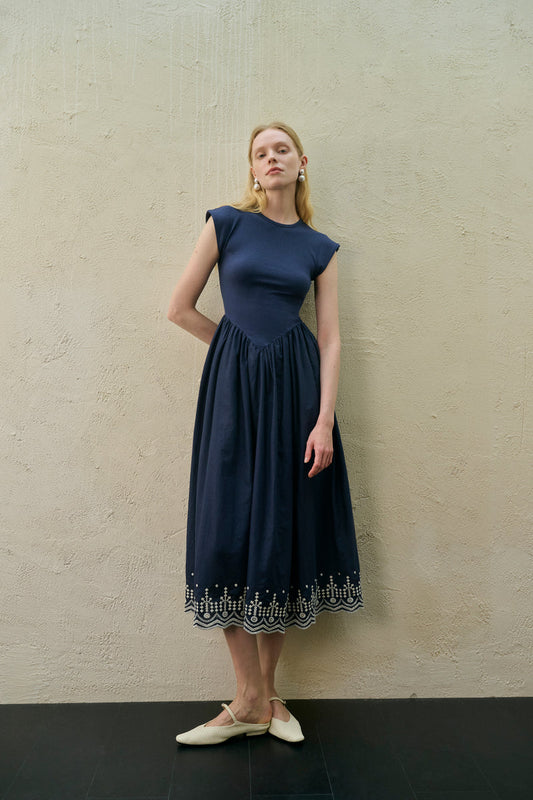 Embroidered patchwork dress