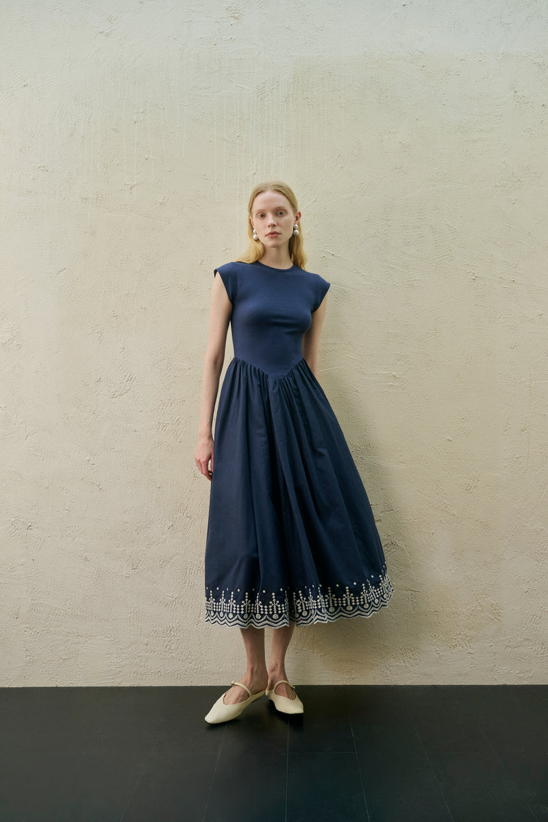 Embroidered patchwork dress