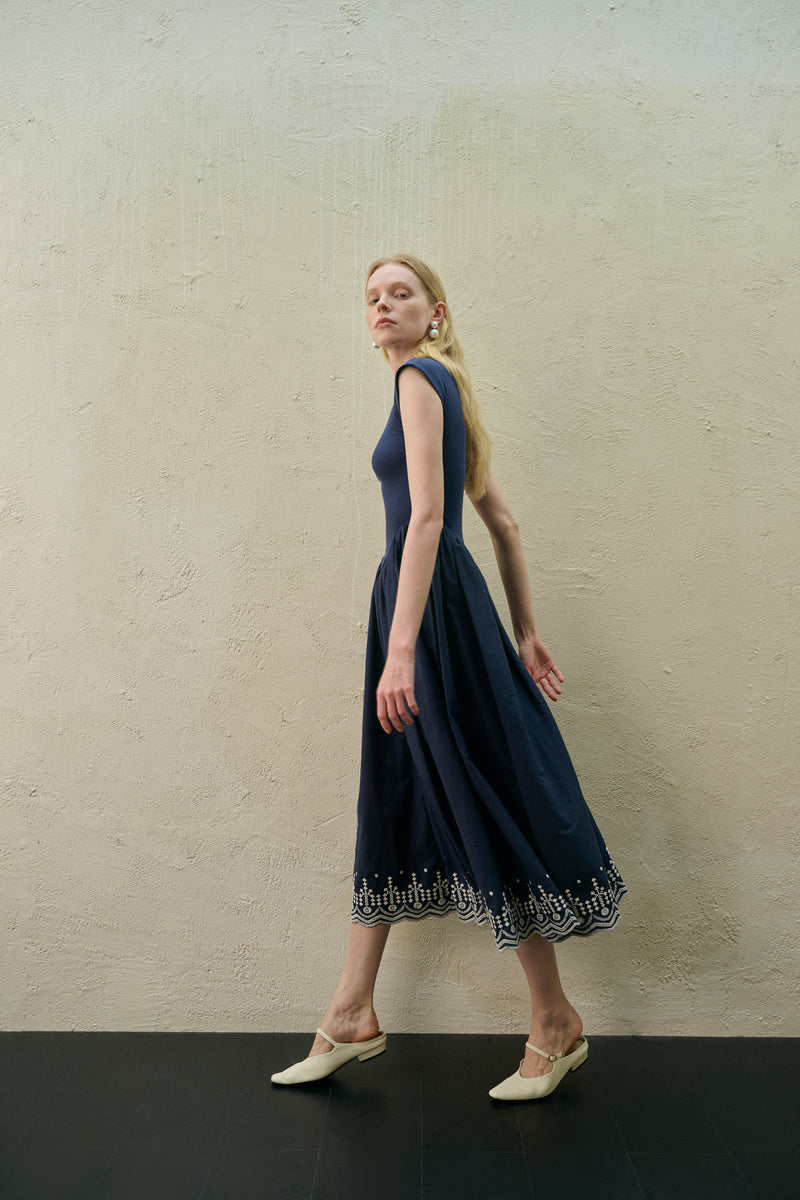 Embroidered patchwork dress