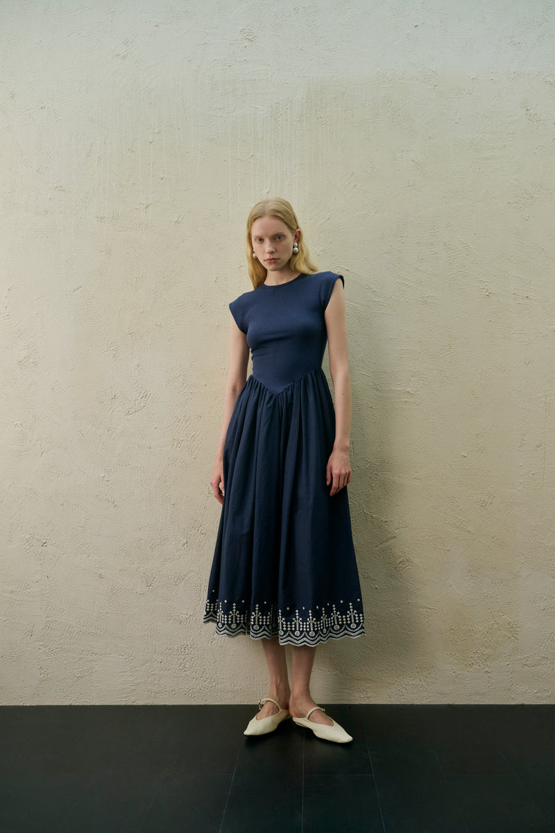 Embroidered patchwork dress