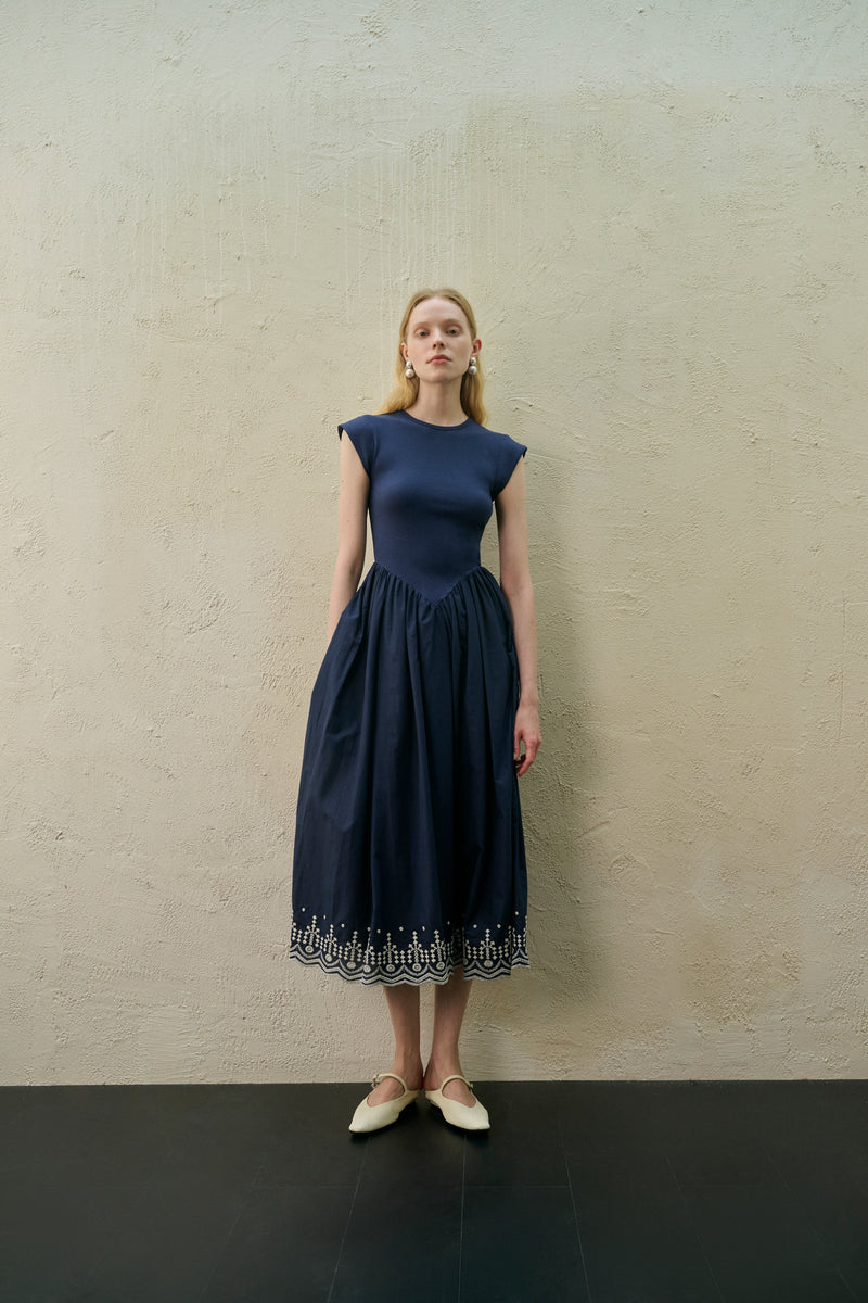 Embroidered patchwork dress
