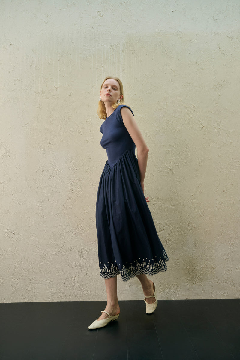 Embroidered patchwork dress