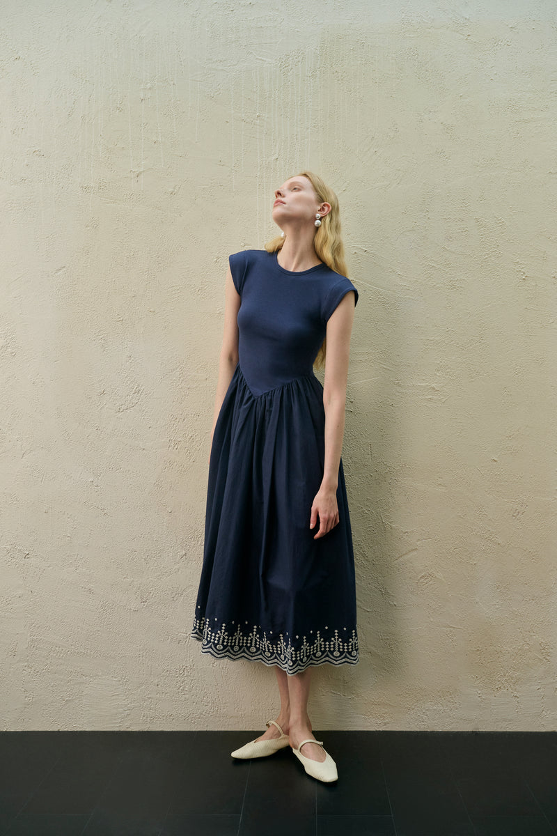 Embroidered patchwork dress