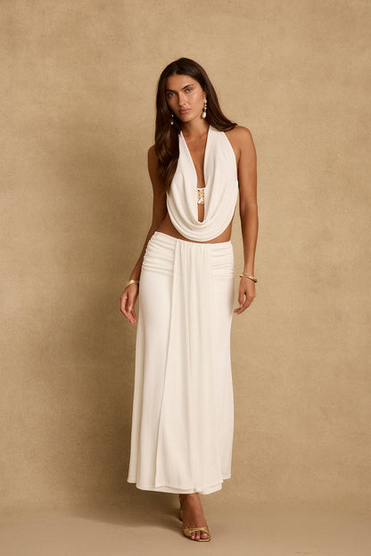Emmeline White Maxi Skirt