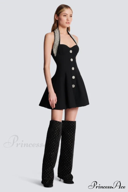 Enya Knit Stylish Backless Mini Dress