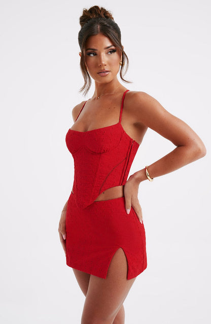 Erika Mini Skirt - Red Skirt XS Babyboo Fashion Premium Exclusive Design