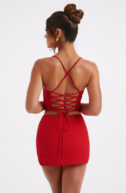 Erika Mini Skirt - Red Skirt Babyboo Fashion Premium Exclusive Design