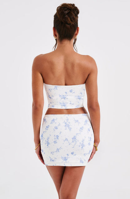 Esmeralda Mini Skirt - Blue Ditsy Print Skirt Babyboo Fashion Premium Exclusive Design