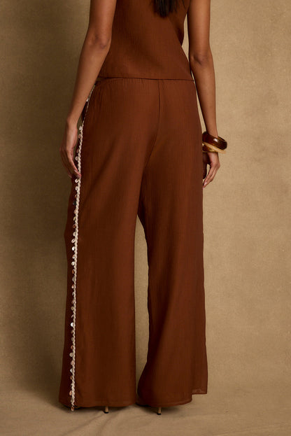 Estelle Terracotta Shell Embellished Pants