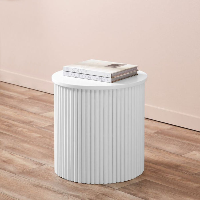 Eve Drum Side Table - White