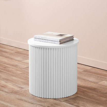 Eve Drum Side Table - White