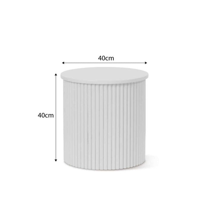 Eve Drum Side Table - White