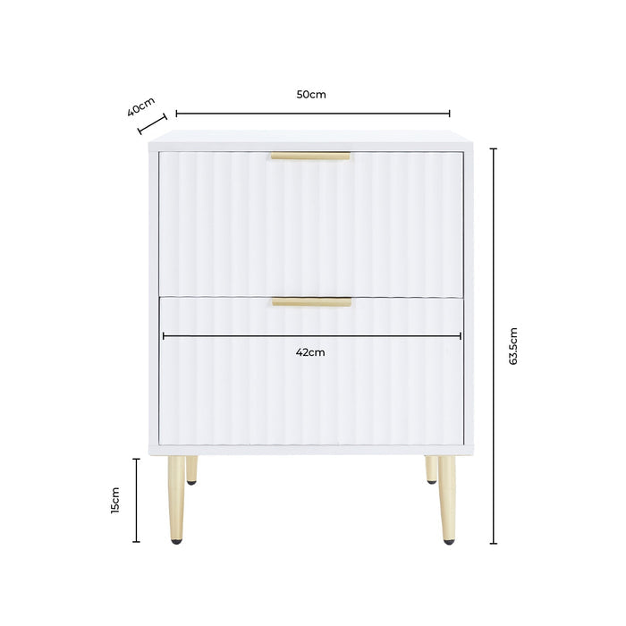 Evie 2 Drawer Bedside Table - Wood Effect - DUSK