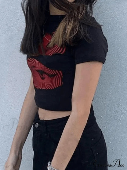 Eye Look Graphic Trendy Crop Tank Top Tops&Tees