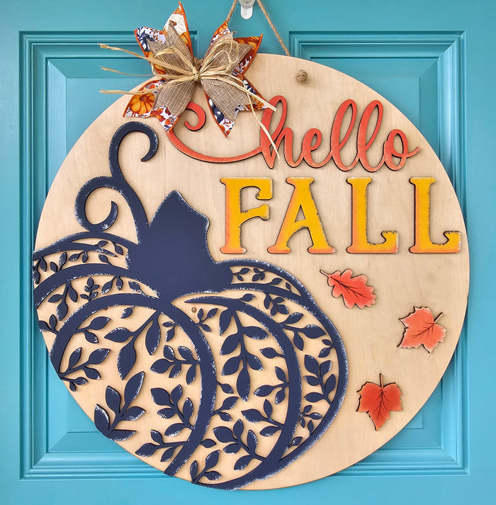 Fall Floral Pumpkin Door Hanger