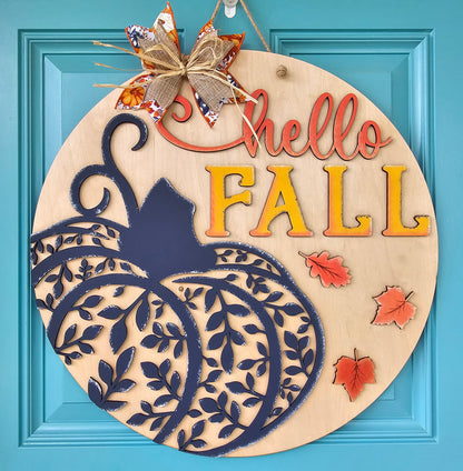 Fall Floral Pumpkin Door Hanger