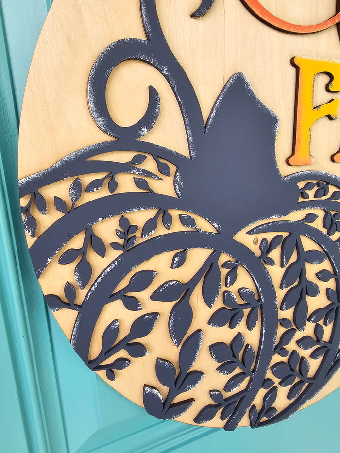 Fall Floral Pumpkin Door Hanger