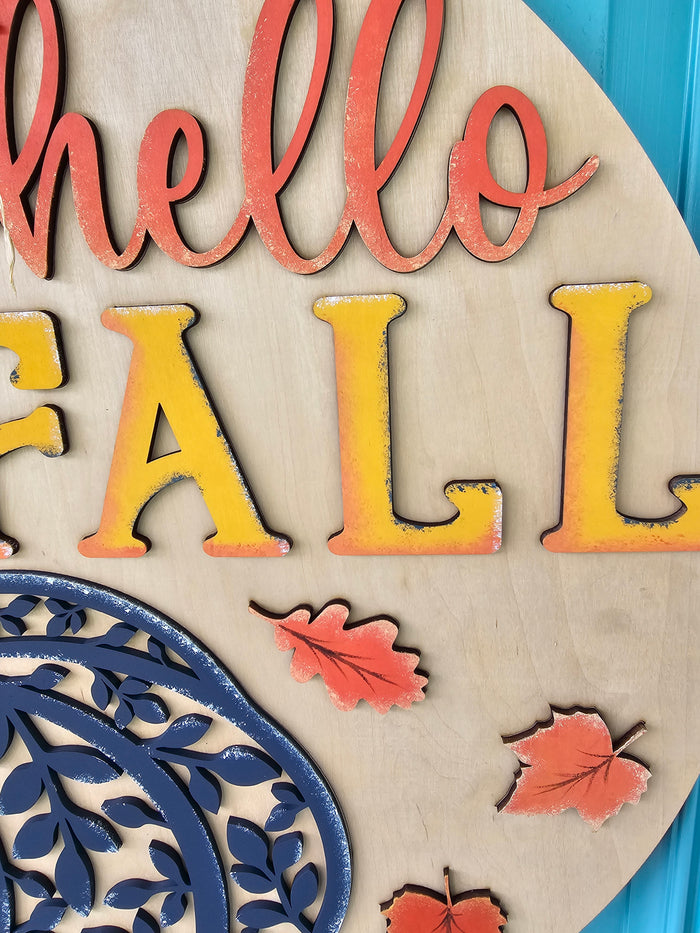 Fall Floral Pumpkin Door Hanger
