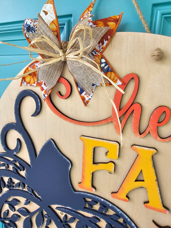 Fall Floral Pumpkin Door Hanger
