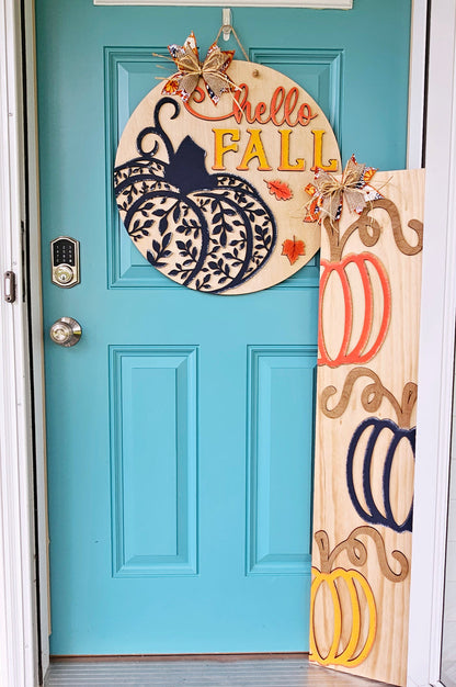 Fall Floral Pumpkin Door Hanger