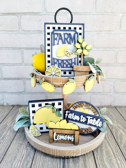 Farmhouse Lemon Tiered Tray Set- wholesale