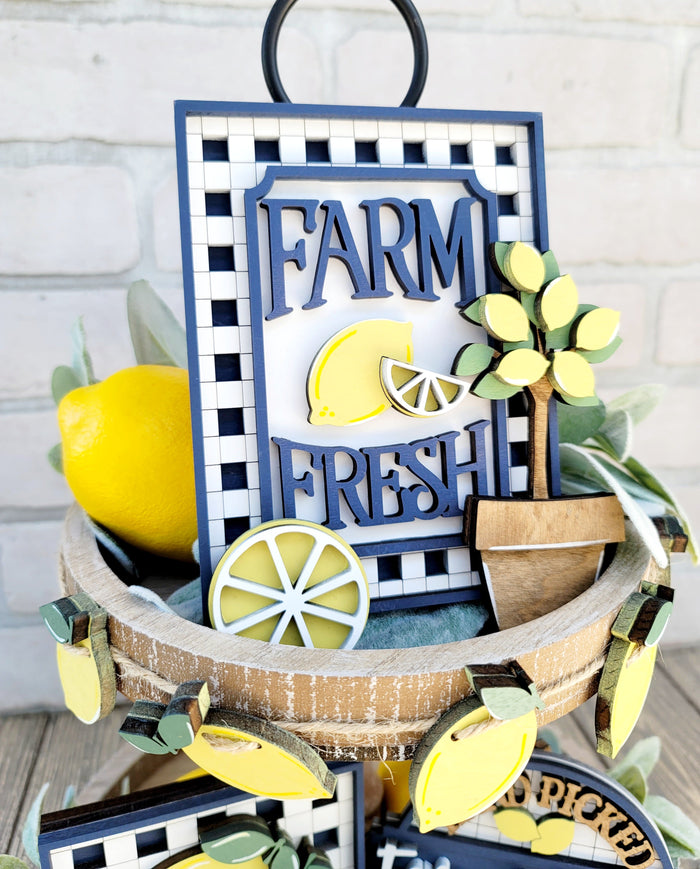 Farmhouse Lemon Tiered Tray Set- wholesale