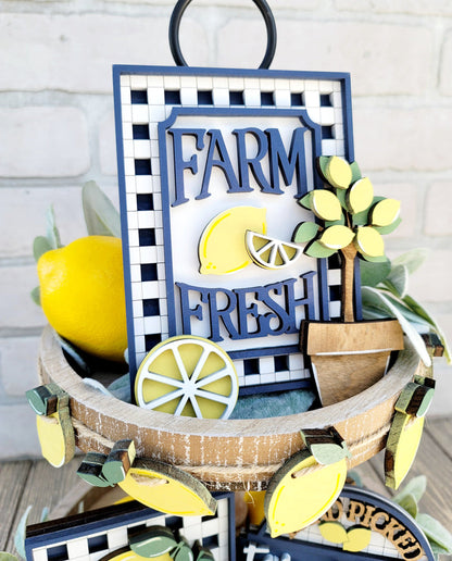Farmhouse Lemon Tiered Tray Set- wholesale
