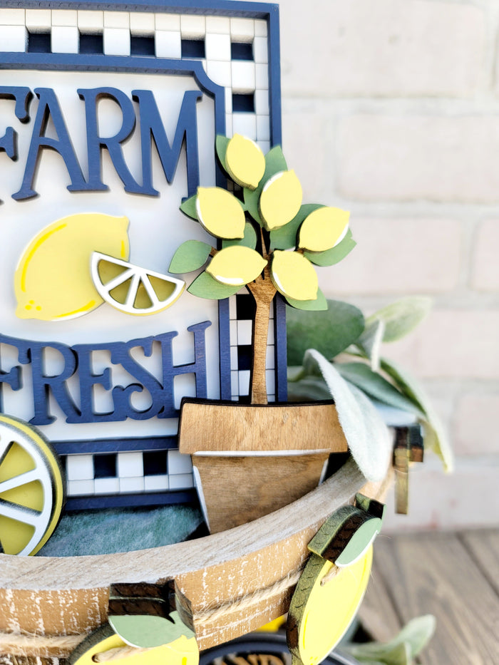 Farmhouse Lemon Tiered Tray Set- wholesale