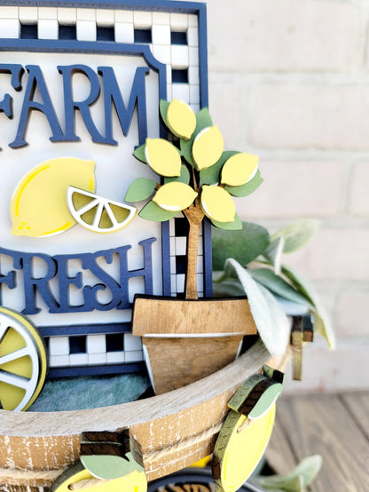 Farmhouse Lemon Tiered Tray Set- wholesale
