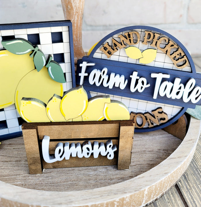 Farmhouse Lemon Tiered Tray Set- wholesale