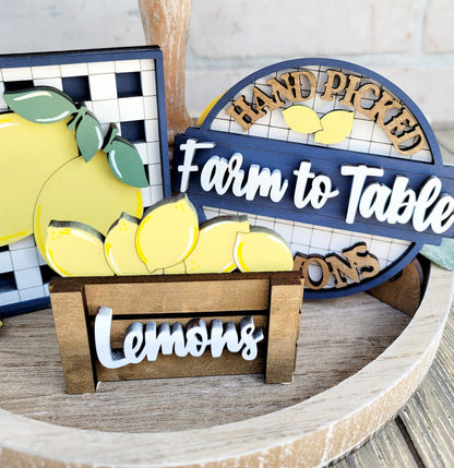 Farmhouse Lemon Tiered Tray Set- wholesale