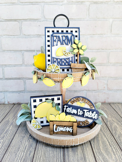Farmhouse Lemon Tiered Tray Set- wholesale