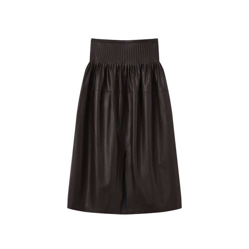 Faux leather midi skirt